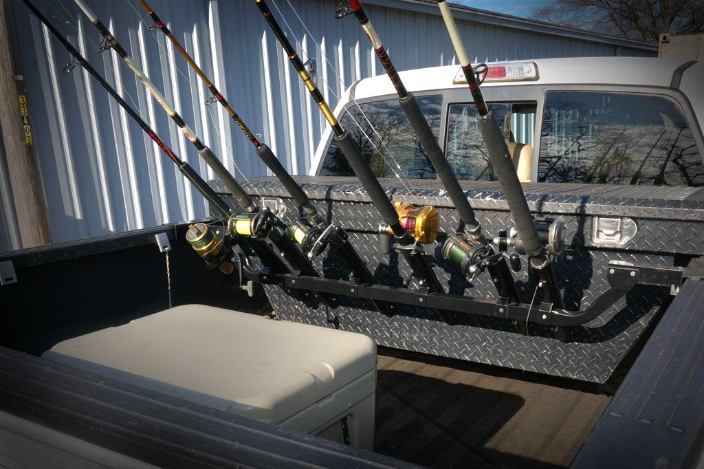 Pickup truck fishing rod rack, DIY 